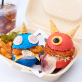 カラフルポップミニバーガー ブルー＆レッド （ミニトンカツ＆ミニエビフリッター）