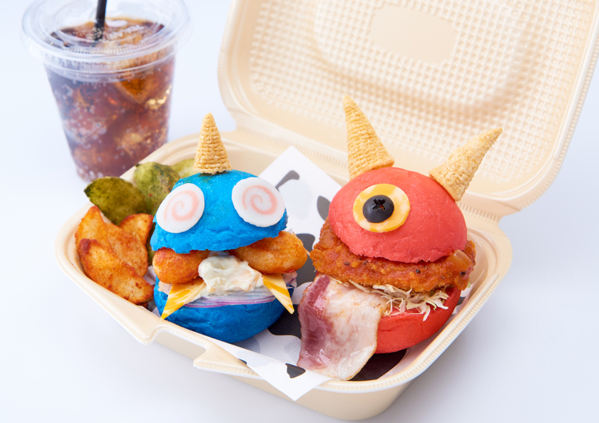 カラフルポップミニバーガー ブルー＆レッド （ミニトンカツ＆ミニエビフリッター）