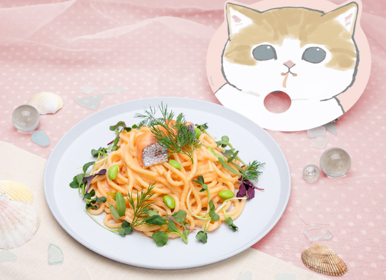 サーモン明太クリームにゃんこパスタ