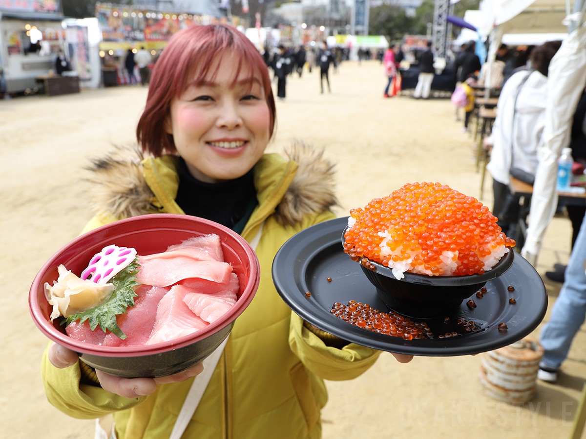 贅沢生まぐろ三種丼、天然！アラスカ産紅鮭のこぼれいくら丼