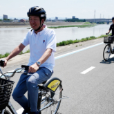 大和川リバーサイドサイクルライン走行会に永藤英機堺市長、横山英幸大阪市長