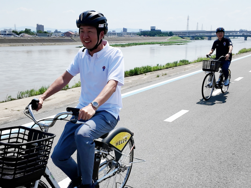 大和川リバーサイドサイクルライン走行会に永藤英機堺市長、横山英幸大阪市長