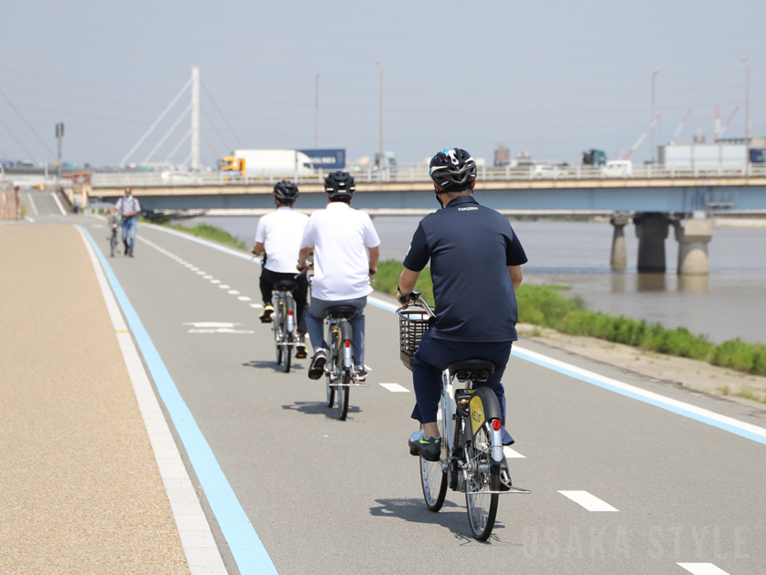 大和川リバーサイドサイクルライン走行会に永藤英機堺市長、横山英幸大阪市長