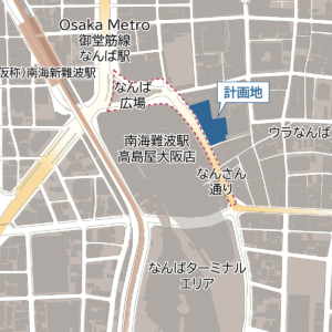 「（仮称）難波千日前地点再開発プロジェクト」の場所