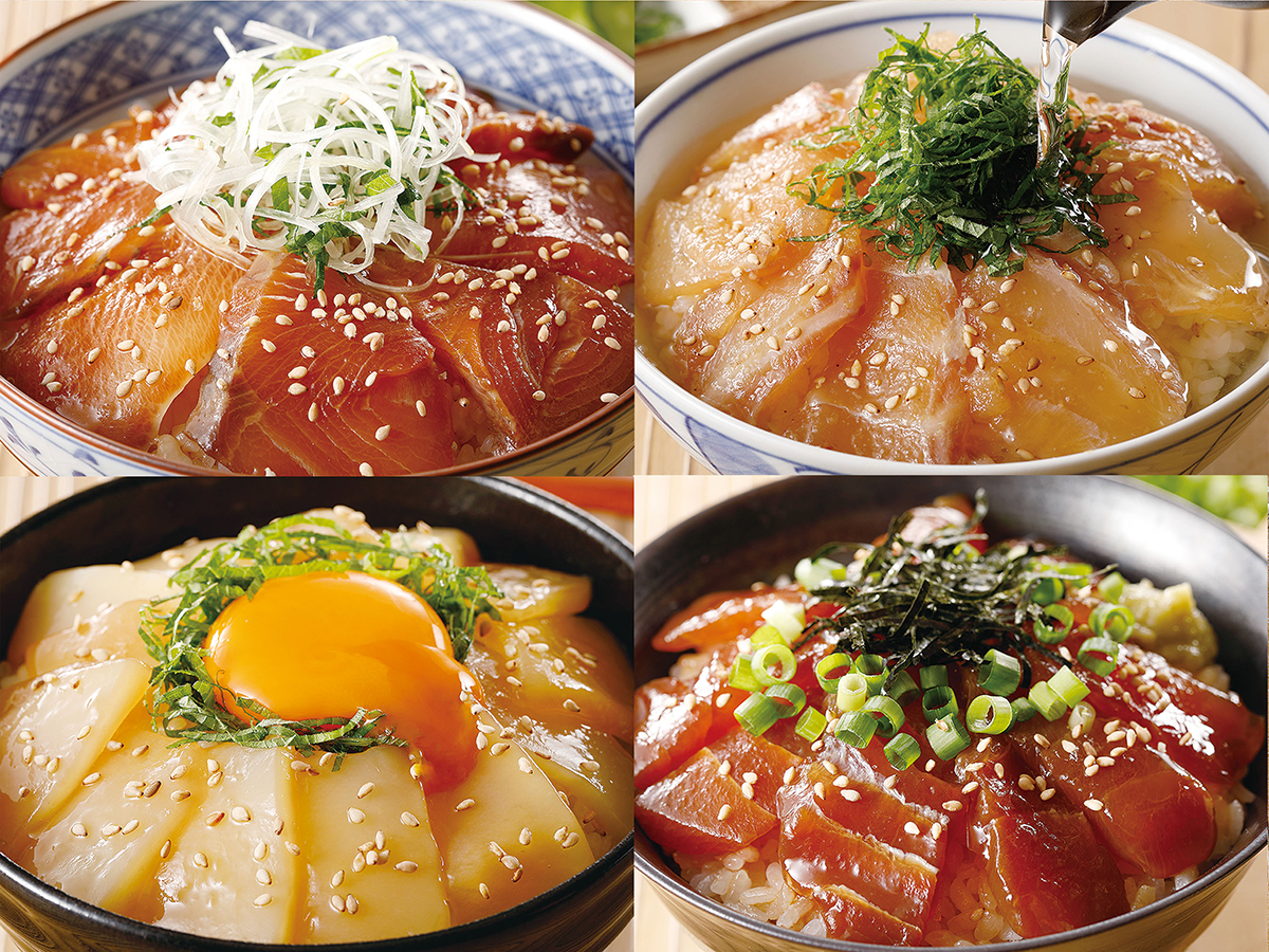 漁師のまかない「4種のミニ漬け丼」食べ比べセット