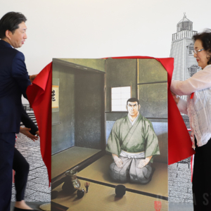 堺市のために描き下ろされた「ゴルゴ13」と堺の名所がコラボしたオリジナル作品