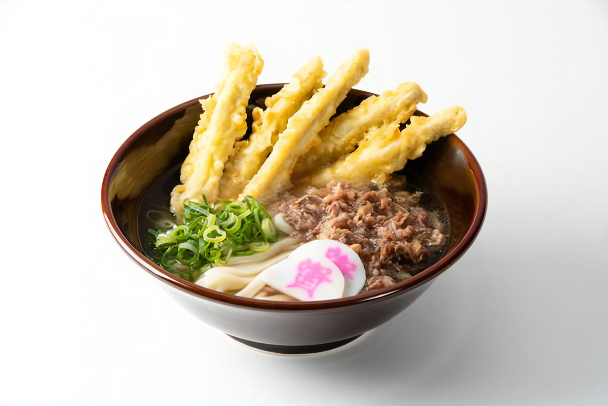 人気メニューの「肉ごぼ天うどん」
