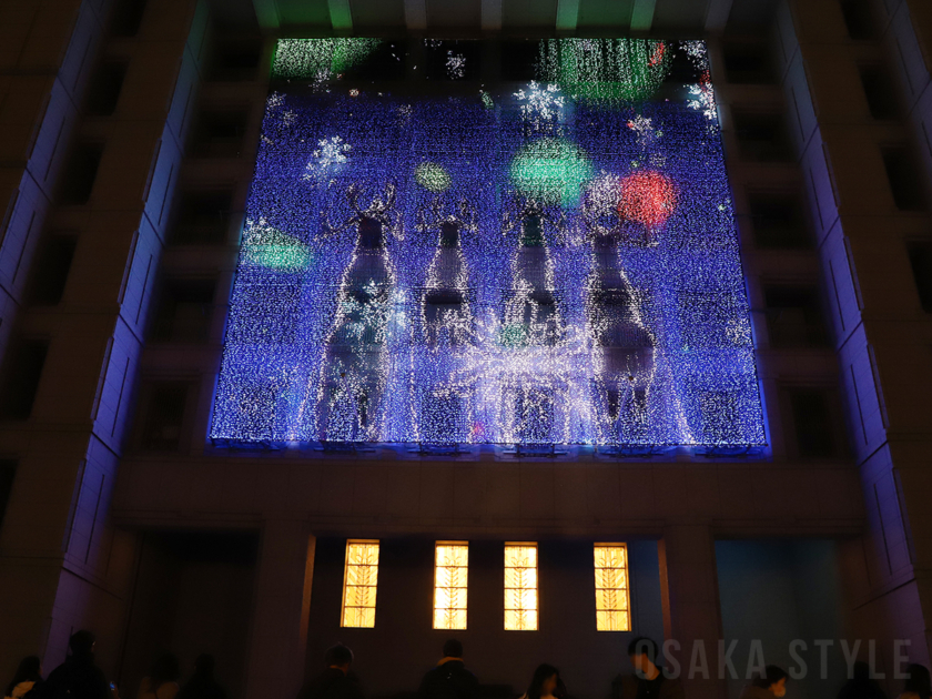 大阪市役所正面イルミネーションファサード