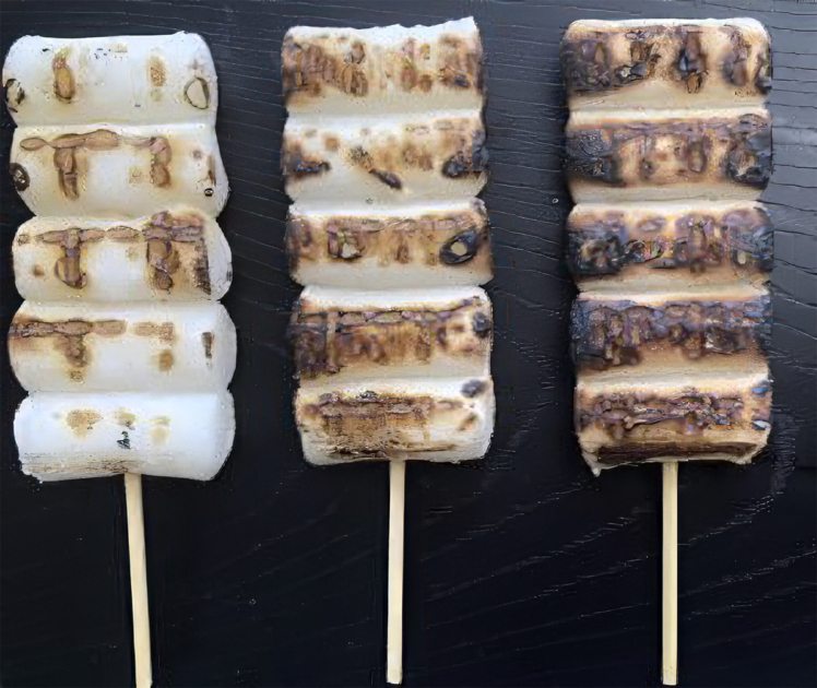 「喜八洲総本舗」コゲ少なめ、コゲ普通、コゲ多め