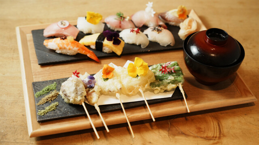 ランチ 握り&串天セット〈上〉