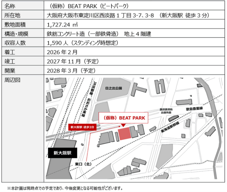 ライブハウス「（仮称）BEAT PARK」の場所