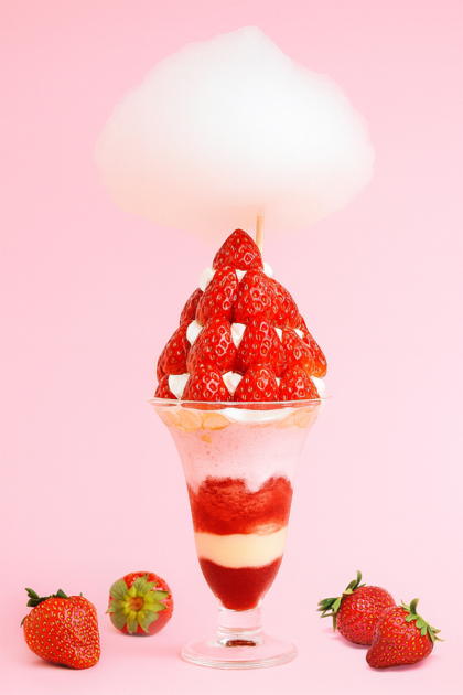 「ふるーつなのに」贅沢いちごの⾷べ⽐べマウンテンパフェ