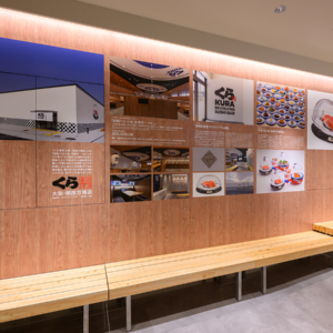 「くら寿司 メモリアル店 なんば千日前」にヒストリーウォール