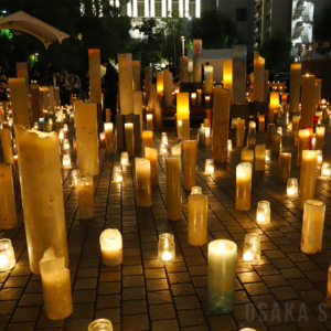 西梅田公園でCANDLE JUNEさんによるインスタレーション