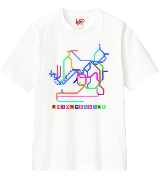 ユニクロ JR西日本とコラボレーションしたTシャツ（路線図）