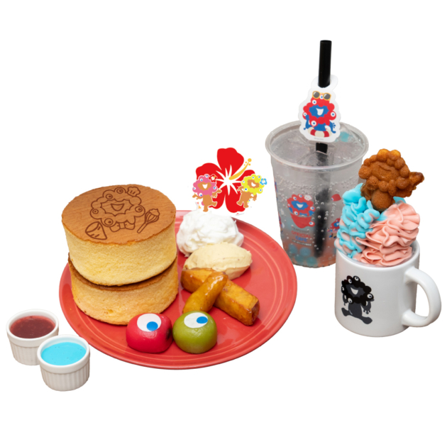 プレートB「らぽっぽ特製ミャクミャク おいもパンケーキプレート」