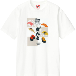 ユニクロ がんこ寿司とコラボレーションしたTシャツ（寿司／日本語ロゴ）