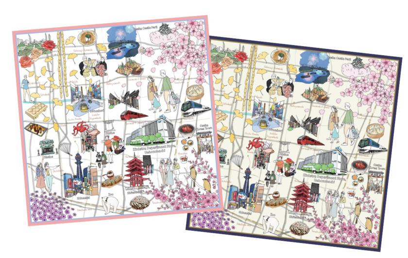 上本町店90周年記念 オリジナルマップハンカチ