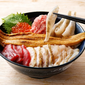ノドグロ炙りとメヒカリ刺し入りふくしま全部のせ丼