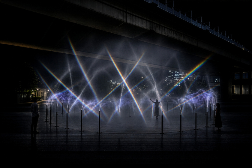 ライトアート展示 「Prism in the Air」@中之島公園 阪神高速高架下付近