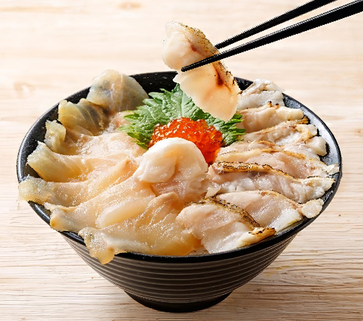 ノドグロ炙りとヒラメ漬け丼