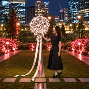 バラ園でライトアート「Bloom with You」