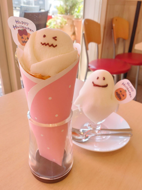 おばけクレープ、おばけのミニパフェ